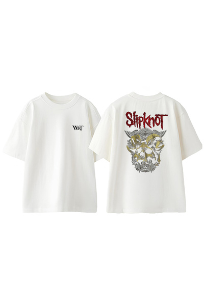 THEWERT Slipknot Duality Design Leđa Štampano Pamuk Bela Oversize kroj T-shirt