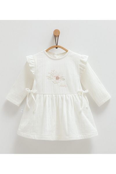 Caramell Baby Girl's Dress Bow Detailed 100% Cotton