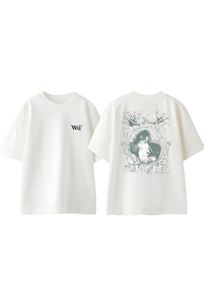 THEWERT Tricou oversize alb din bumbac imprimat pe spate Deftones Horse Design