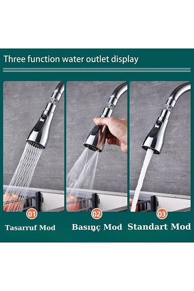 FORSEİ LUCA Professional Kitchen Faucet Head - 3 Functions, Practical Design, 1 Piece