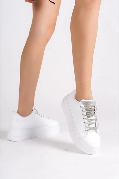 Saks Gardrop Pantofi de damă cu șireturi Daily Stone pentru femei, albi