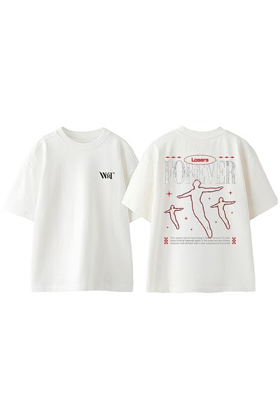 THEWERT Μπλουζάκι Losers Forever Design Back Printed Βαμβακερό λευκό oversize μπλουζάκι