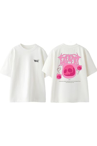 THEWERT Tricou oversize alb din bumbac imprimat pe spate Art10 Design