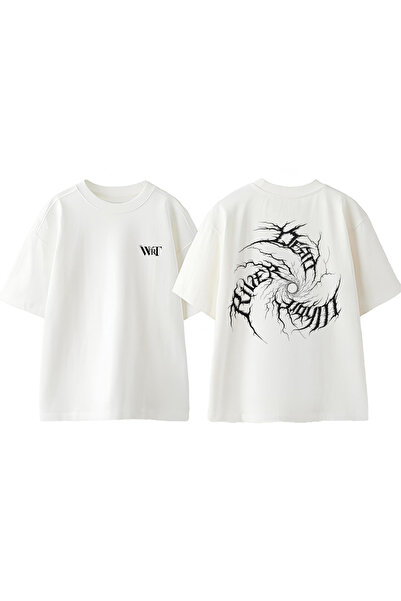THEWERT Dead River Design ranac Štampano Pamuk beli Oversize kroj T-shirt