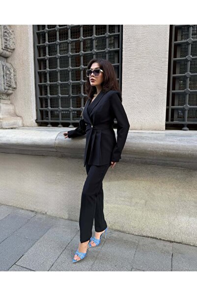 Bella Breeze Kadın Yan Pileli Tasarım Ceket Pantolon Takım Elbise