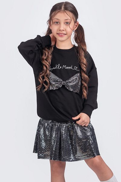 Minik Dolap Sequin Skirt & Sweatshirt Girl's Bottom Top Set