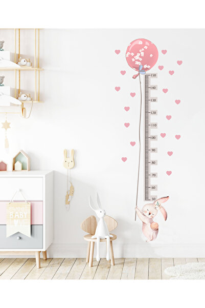 Tekin Store Balonlu Tavşan Boy Ölçer Duvar Sticker Seti
