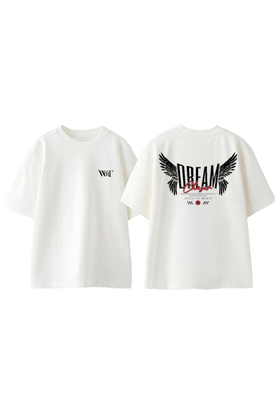 THEWERT Dream Chaser Design Rukotvorska torba Štampano Pamuk Bela Oversize kr...