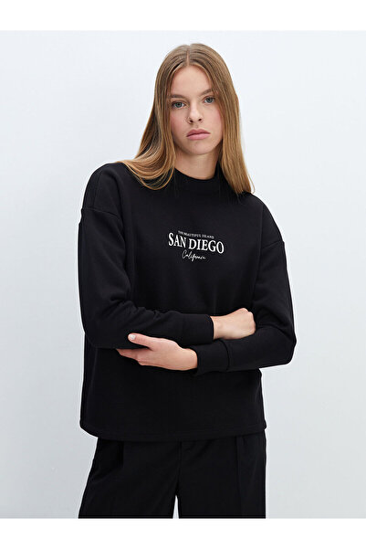 LC Waikiki Crew Neck Printed Oversize Women's Thick Sweatshirt