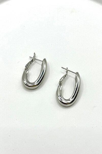 DEMOKAN Kadın Küpe 2 cm Elips Boru Halka Küpe