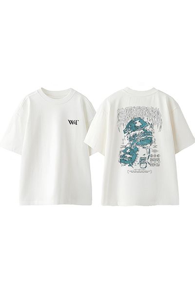 THEWERT Μπλουζάκι Suffer Design Back Printed Βαμβακερό Λευκό Oversize