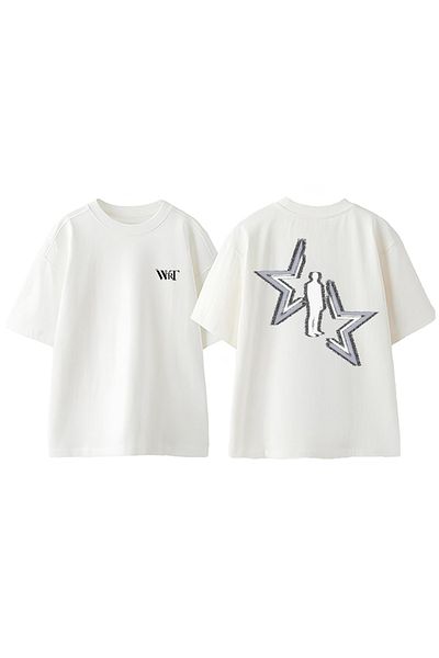 THEWERT Μπλουζάκι Star Man Design Back Printed Βαμβακερό λευκό oversize μπλουζάκι