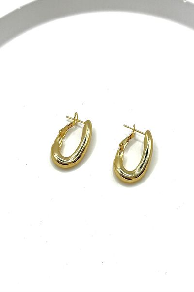 DEMOKAN Women's Earrings 2cm Ellipse Pipe Hoop Earrings