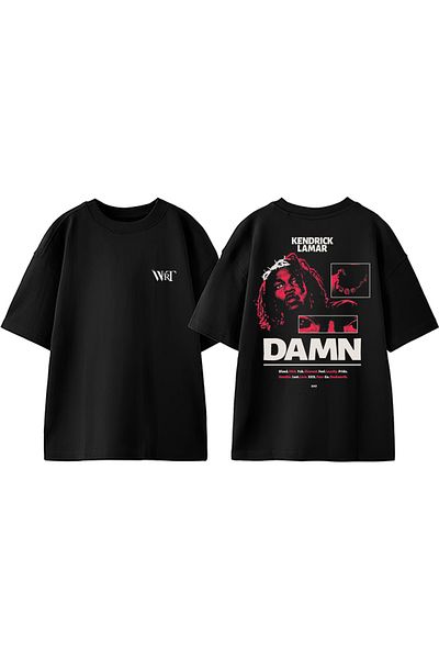 THEWERT Μπλουζάκι Kendrick Lamar Damn Design Back Printed Βαμβακερό μαύρο Oversize T-shirt