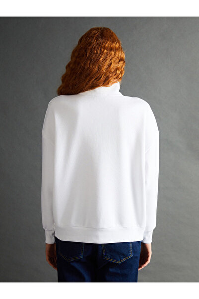 LC Waikiki Stand Collar Printed Oversize Women's Thick Sweatshirt