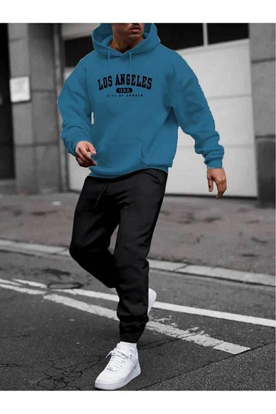 NO 601 Ανδρικό Σετ Φούτερ Petrol Usa Sweat Μαύρο
