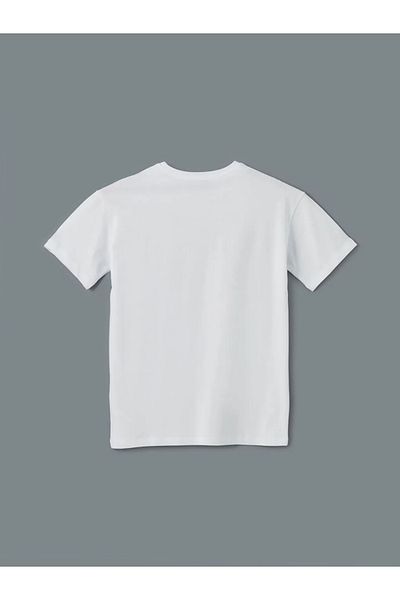 LC Waikiki Tricou de damă cu imprimeu alb cu decolteu rotund XSIDE