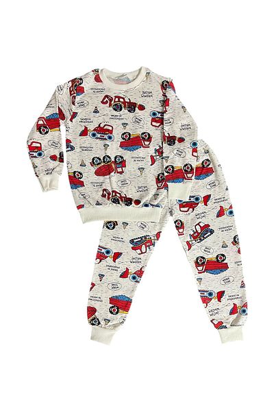 Arya Nisa Kids Boy's Cotton Raised Car Scoop Business Machine Pattern Long Sleeve Winter Pajamas Set