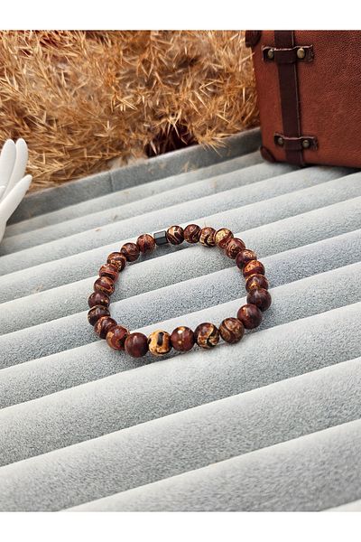 AURA Tibetan Eyelet Natural Stone Men's Bracelet