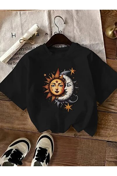 WOODROFFE Γυναικείο μπλουζάκι με γεωμετρικό σχέδιο - Φεγγάρι και ήλιος στάμπα...