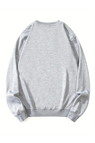 PALPİTO Women's Gray Cassette Flower Pot Printed Crew Neck Oversize Sweatshirt