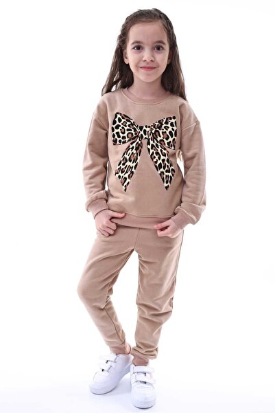 Kyex Girl's Leopard Print Cotton Bottom Top Tracksuit Set