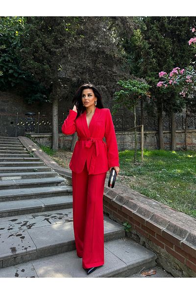 Bella Breeze Women's Belted Jacket Pants Suit