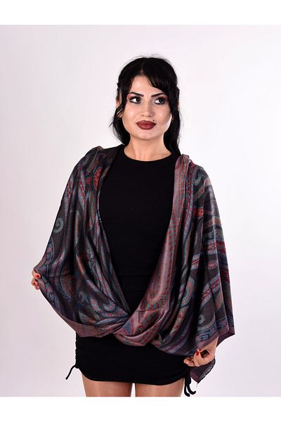 K&B PASHMINA Γυναικείο μαύρο κασμίρ σάλι K&B