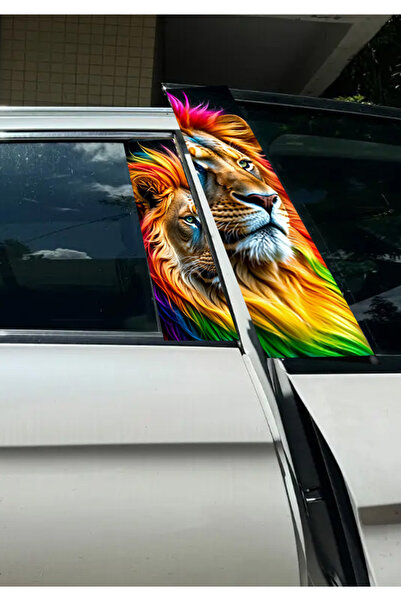 MegaSticker Araba Kapı Direği Kaplama Folyosu Renkli Aslan  25x50 cm