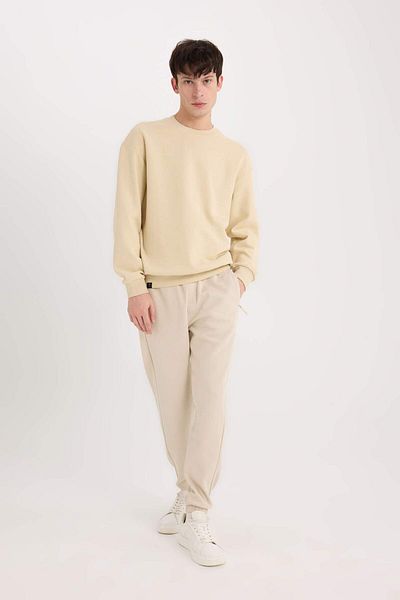 DeFacto Φούτερ Pique με λαιμόκοψη Boxy Fit Crew E1519ax25sp