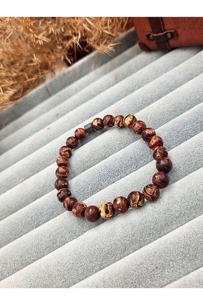 AURA Tibetan Eyelet Natural Stone Men's Bracelet