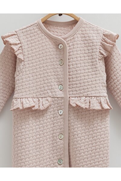 Caramell Baby Girl's Jumpsuit 100% Cotton (1-3,3-6 Months with Booties Flower Details -6-9,9-12 Months Without Booties)