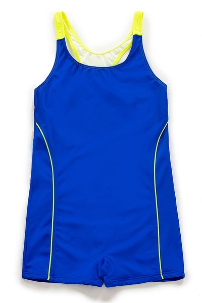 Endeep Girl's Saks Blue Swimsuit