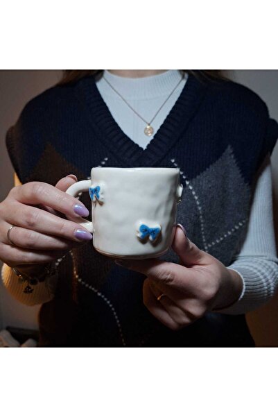 Kaljic Art Studio Kurdele Desenli Kupa Bardak Mavi