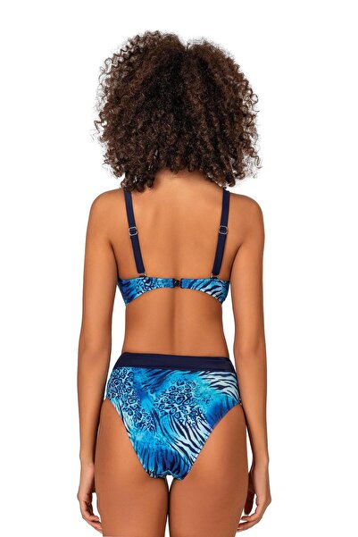 Endeep Γυναικείο σετ μπικίνι με μπλε λεοπάρ σχέδιο - με επιλογές