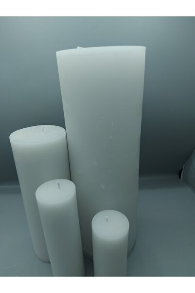 Pars Soya Parafinli 4 Adet Blok Silindir Mum Soya Parafinli Beyaz, Dekoratif Mum