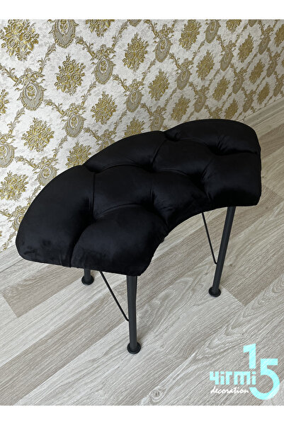 Yirmi15 Siyah Metal Ayaklı Tekli Oval Bench & Puf