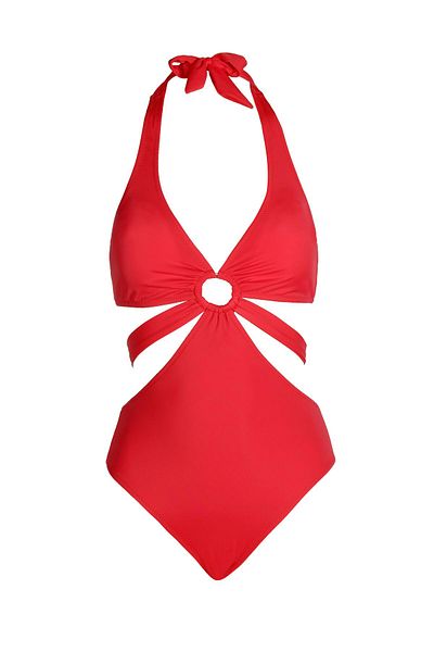 Endeep Women's Red Swimsuit with Ring Accessory