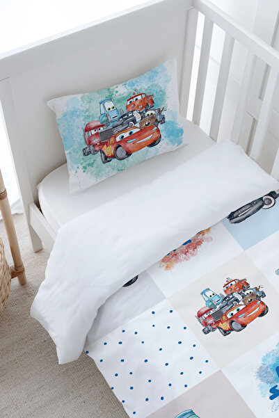 Tuğba Kuğu 100X150 Cartoon Series Racer Lightning Patchwork Baby Size Bedding Set