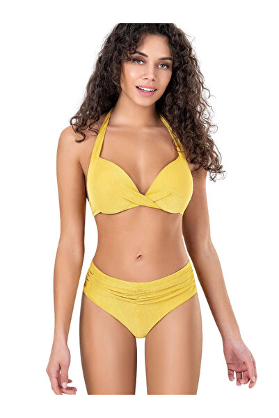 Endeep Kadın Ön Büzgü Detaylı Kahverengi Bikini Altı
