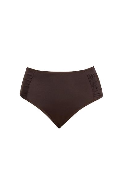 Endeep Women's Gathered Thick Brim Brown Bikini Bottom