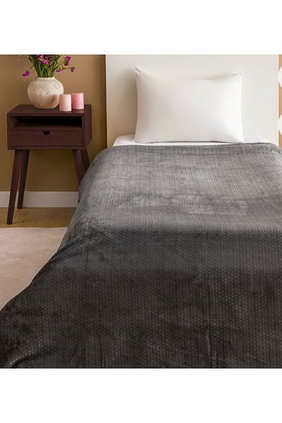 LC Waikiki Lcw Home Grey Bud Patterned Single Blanket 150X220 cm