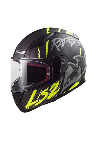 LS2 RAPID RAVEN MAT SİYAH-GRİ-NEON SARI KASK