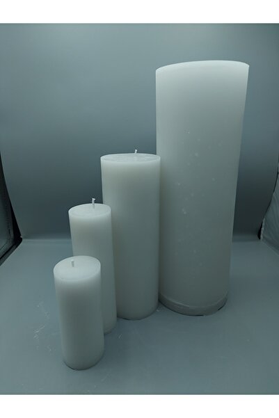 Pars Soya Parafinli Beyaz Çap:10 Cm Boy:10-15-20-25 Cm Silindir Blok Mum 560-570 Saat Yanma Süreli Beyaz