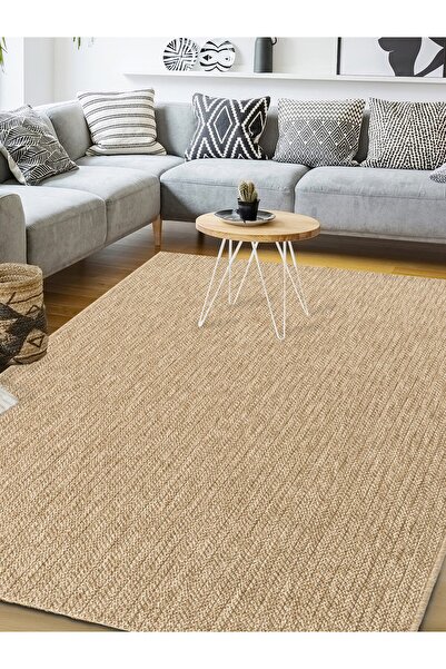 Emin Halı Indore BE670J Bej Salon Mutfak Koridor Yolluk Jüt Hasır Görünümlü A...