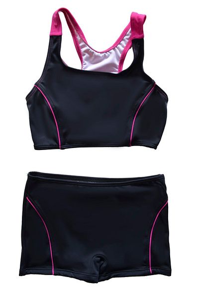 Endeep Girl's Black Swim Bikini Set with Shorts
