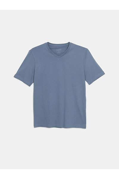 LC Waikiki Tricou pentru bărbați din bumbac pieptănat cu mânecă scurtă, clasic, cu decolteu în V LCWAIKIKI