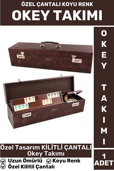 Wintoup Elite Longslive Family Home Friend Coffee Cafe Game Set Dark Color with Locked Bag 101 Okey Team