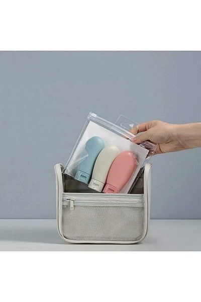 SEVRU Tip de călătorie de culoare crem - Set șampon și sticle reîncărcabile, 3 buc