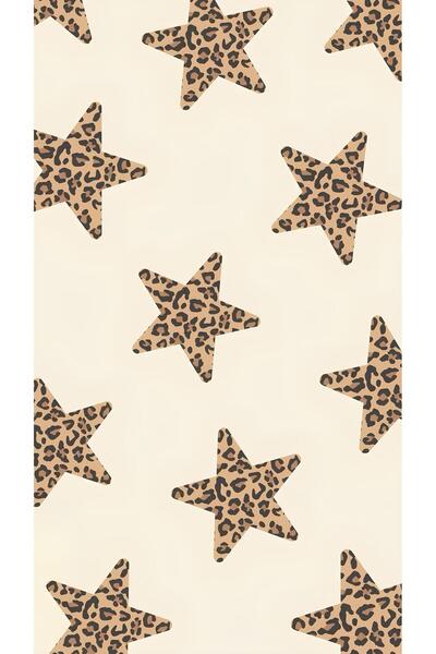 Rana İkra Art Leopar Desenli Yıldız Temalı Hediye Paketi Kağıdı (10 Adet) (32,9*50 cm)
